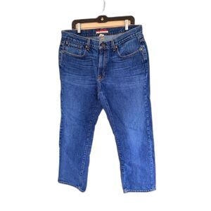 Vintage Tommy Hilfiger Relaxed Fit Jeans Men's 36x30 Blue Leather Flag Patch